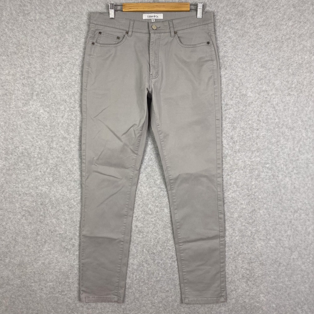 Collars & Co Pants Mens 32x32 (33x31) Grey CEO 5-Pocket Chino